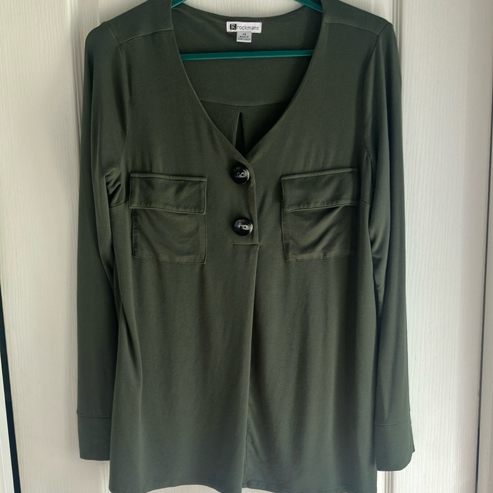 NWOT Rockmans Dark Green Blouse XS